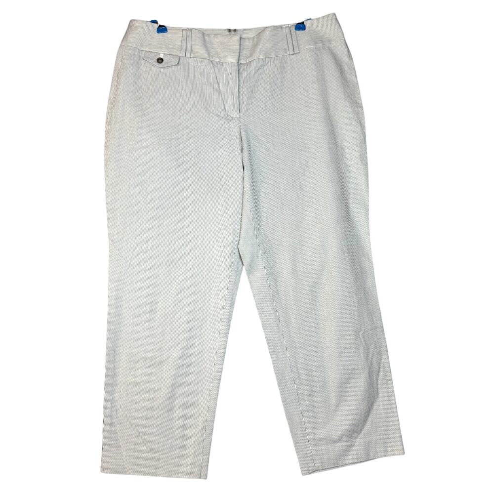 Ann Taylor LOFT Julie Cropped Capri White Pants Women 10 MidRise Stripe Straight